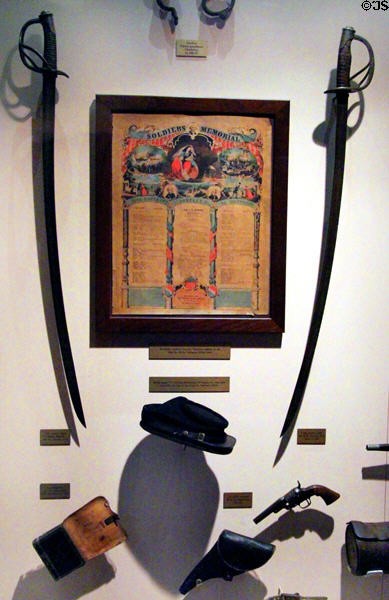 Soldiers Memorial plaque with Civil War artifacts at West Virginia State Museum. Charleston, WV.