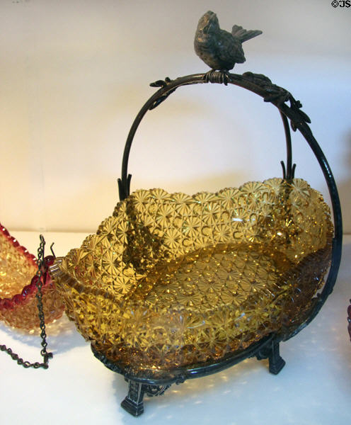 Glass Bowl In Frame (c1885-90) with "Daisy & Button" pattern, Hobbs, Brockunier & Co., Wheeling, WV at Huntington Museum of Art. Huntington, WV.
