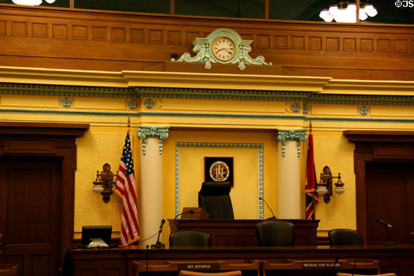 Dias of Senate chamber of Wyoming State Capitol. Cheyenne, WY.