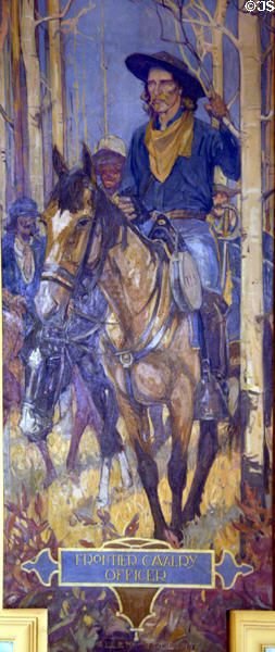 Mural of Frontier Cavalry Officer (1917) by Allen Tupper True in Senate of Wyoming State Capitol. Cheyenne, WY.
