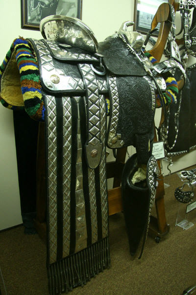 Charles Hipp Parade Saddle with silver & gold decoration (1937) by Edward H. Bohlin at Nelson Museum of the West. Cheyenne, WY.