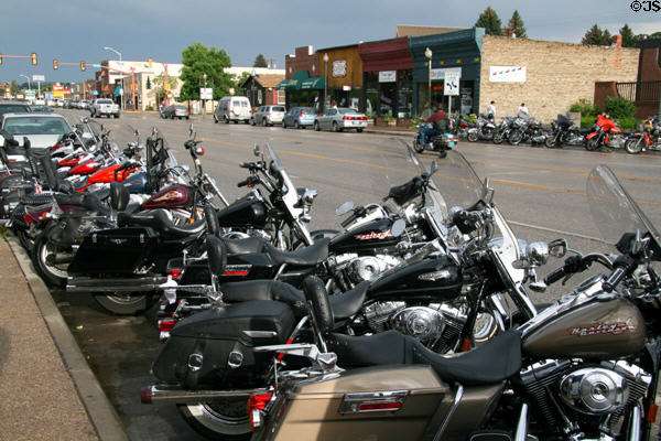 Motorcycles on Sheridan Ave. Cody, WY.