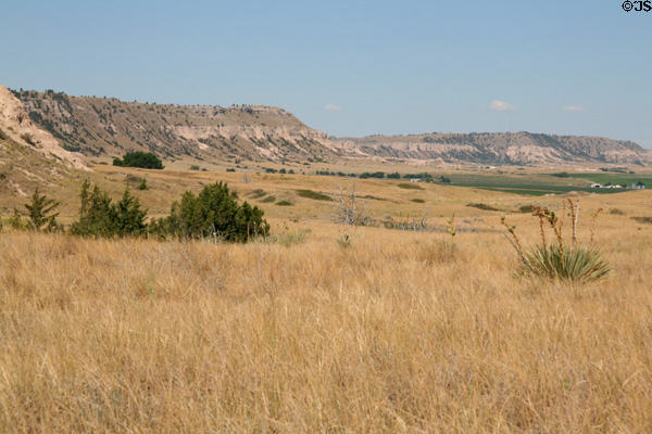 View westward from summit of at Mitchell Pass Scotts Bluff National Monument. WY.