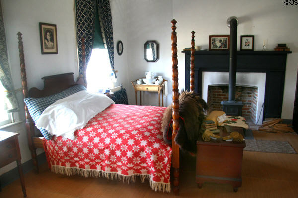 Officer's bedroom of Old Bedlam house at Fort Laramie National Historic Site. WY.
