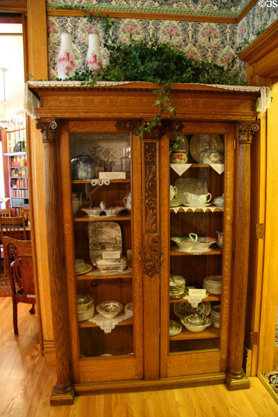 China cabinet in dining room of Laramie Plains Museum. Laramie, WY.