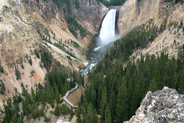 Lower Falls on Yellowstone River in Grand Canyon of Yellowstone National Park. WY.