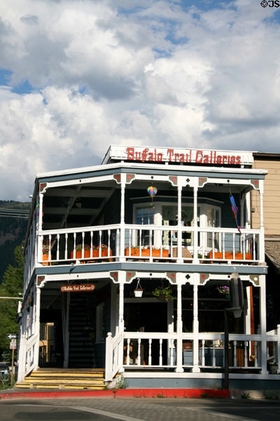 Wooden building with verandahs. Jackson, WY.