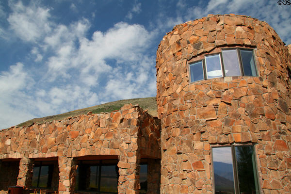 Stone exterior of National Wildlife Museum of Art building. Jackson, WY.