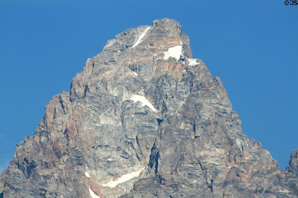 Mountain-top peak & glaciers of Grand Teton National Park. WY.