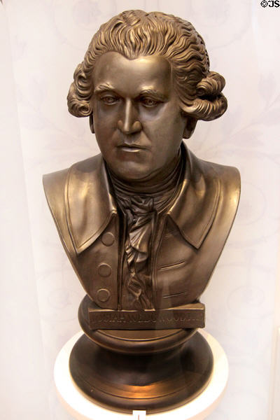 Josiah Wedgwood black jasper portrait bust (1930) by Wedgwood at Lady Lever Art Gallery. Liverpool, England.