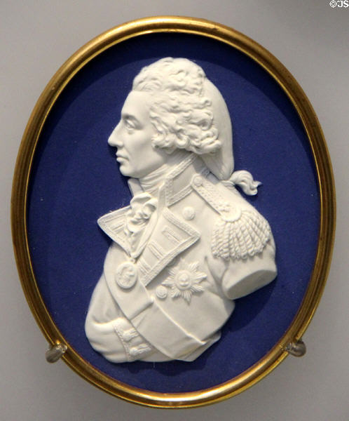 Horatio Nelson portrait medallion of Wedgwood blue jasper (c1798) at Lady Lever Art Gallery. Liverpool, England.