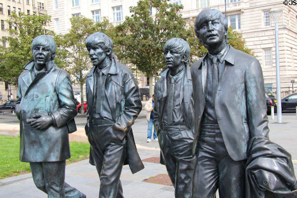 The Beatles sculpture (2015) by Andy Edwards at Pier Head. Liverpool, England.