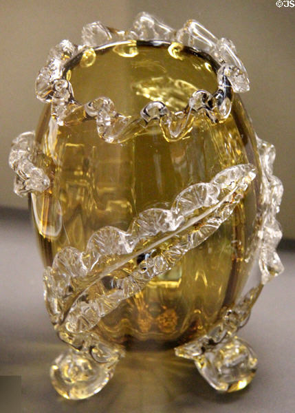 Amber glass (added iron & antimony yields yellow) vase (c1880-5) from Stourbridge, West Midlands at Walker Art Gallery. Liverpool, England.