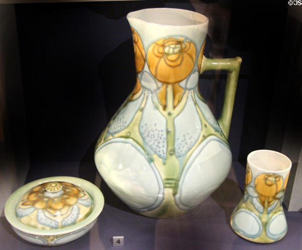 Earthenware water jug & soap dish (c1902) by Minton & Co. of Staffordshire at Walker Art Gallery. Liverpool, England.