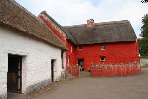Kennixton Farmhouse (1610) from Llangennith, painted red which, it was said, protected against evil spirits at St Fagans National Museum of History. Cardiff, Wales.