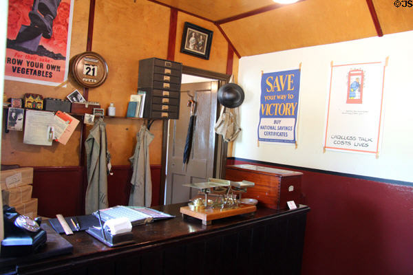 Post Office (1936) in Blaen-waun, Whitland served as a center of communication including newspapers, telegrams & phone calls as well as delivering mail at St Fagans National Museum of History. Cardiff, Wales.