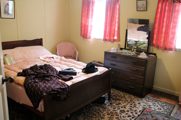 Bedroom as might have been found in post-war prefab house at St Fagans National Museum of History. Cardiff, Wales.