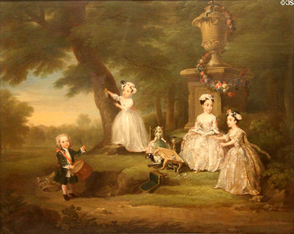 A Children's Tea Party painting (c1730) by William Hogarth at National Museum of Wales. Cardiff, Wales.