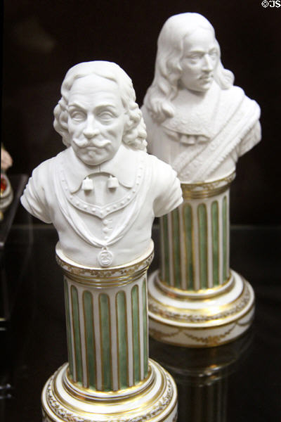 Porcelain busts of Admiral Tromp & Cornelis de Witt (1780-84) from Loosdrecht, Netherlands at National Museum of Wales. Cardiff, Wales.
