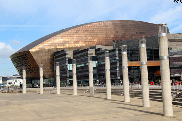 Front of Wales Millennium Centre at Cardiff Bay. Cardiff, Wales.