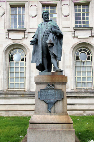 Gwilym Williams of Miskin statue (1906-10) by Sir William Goscombe outside Cardiff Crown Court. Cardiff, Wales.