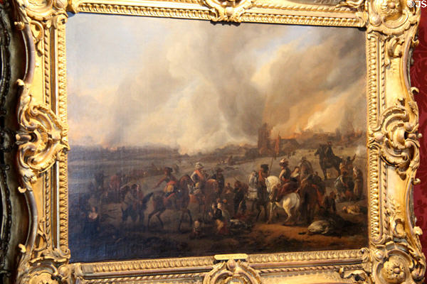 The Miseries of War painting (mid-17thC) by Philips Wouwerman at Penrhyn Castle. Bangor, Wales.