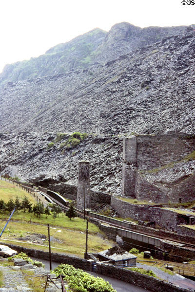 Waste heap from mining operations in central Wales. Central Wales, Wales.
