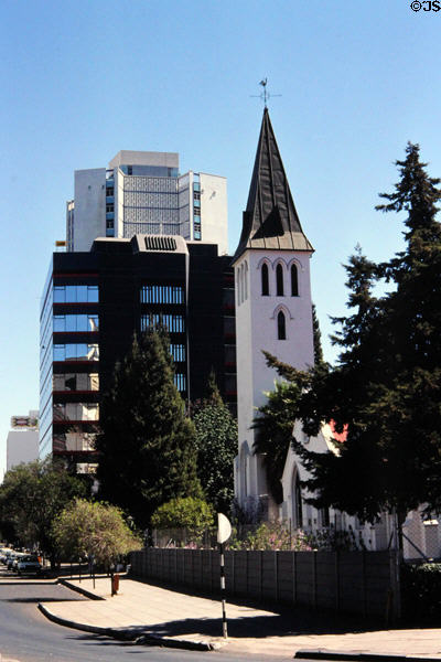 Neo-Gothic church & highrises, Harare. Zimbabwe.
