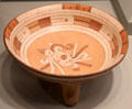 Earthenware tripod bowl with zoomorphic head from northern Veracruz, Mexico at Gardiner Museum. Toronto, ON.