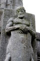 German guard figure by Hugo Lederer at base of Bismark Memorial. Hamburg, Germany