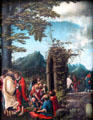 Farewell of apostles in a wooded landscape painting by Albrecht Altdorfer from Regensburg at Berlin Gemaldegalerie. Berlin, Germany.