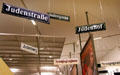 Street signs of Jewish locations at Jewish Museum Berlin. Berlin, Germany.