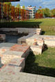 Foundation of house torn down to create death strip for Berlin Wall at Bernauer Straße Berlin Wall Memorial. Berlin, Germany.