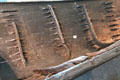 Interior construction details of Nydam ship at Schleswig Holstein State Museum at Gottorf Palace. Schleswig, Germany.