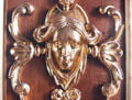 Rococo portrait face in Goldener Saal at Augsburg Rathaus. Augsburg, Germany.