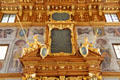 Ornate doorway with framed text set into pediment in Goldener Saal at Augsburg Rathaus. Augsburg, Germany.