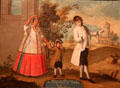 Racist painting defining race of children of Spaniards & Indian Mestizos from Mexico at Museum of America. Madrid, Spain