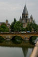 Moselle River & Temple Neuf protestant church. Metz, France.