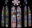 Stained glass in Cathedral. Reims, France.