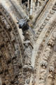 Moose-like beast supported by human figure on Reims Cathedral. Reims, France.