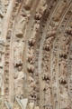 Portal carvings on facade of Reims Cathedral. Reims, France.