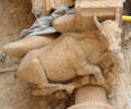 Bull carved on Reims Cathedral. Reims, France.