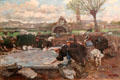 Laundry at fountain in Breton traditional dress painting by Joseph-Félix Bouchor at Vannes Museum of Beaux Arts. Vannes, France.