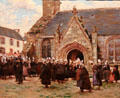 Church at Ploujean in Breton traditional dress painting by Joseph-Félix Bouchor at Vannes Museum of Beaux Arts. Vannes, France.