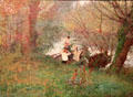 Rowboat under willows painting by Joseph-Félix Bouchor at Vannes Museum of Beaux Arts. Vannes, France.