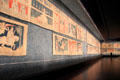 Gallery containing the Apocalypse Tapestry in part created in Paris workshop of Robert Poinçon which depicts New Testament Revelation of John of Patmos at Angers Chateau. Angers, France.