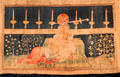 Christ with sword & 7 candlesticks from Apocalypse Tapestry at Angers Chateau. Angers, France.