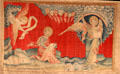 Angels with book from Apocalypse Tapestry at Angers Chateau. Angers, France.