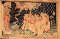 Second angel announces fall of Babylon from Apocalypse Tapestry at Angers Chateau. Angers, France.