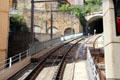Public transit funicular tracks to top of Fourvière Hill. Lyon, France.